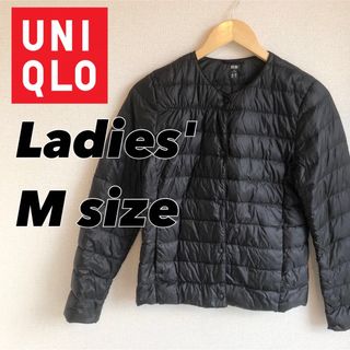 ユニクロ(UNIQLO)のUNIQLO ウルトラライトダウンジャケット 襟なし レディースM ブラック(ダウンジャケット)