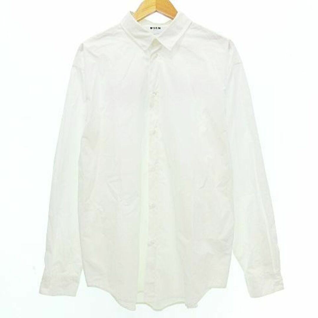 なし伸縮性MSGM バックロゴ オーバー シャツ 長袖 プリント 42 白 ■GY09