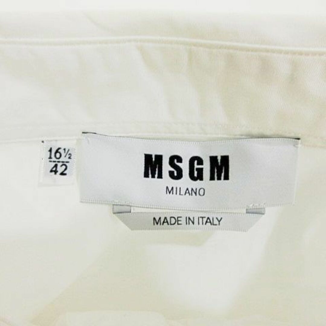 なし伸縮性MSGM バックロゴ オーバー シャツ 長袖 プリント 42 白 ■GY09