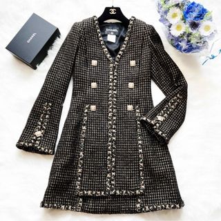 シャネル(CHANEL)の極美品　CHANEL シャネル　グリポア　ツイード　ジャケット　コート　ゴールド(テーラードジャケット)