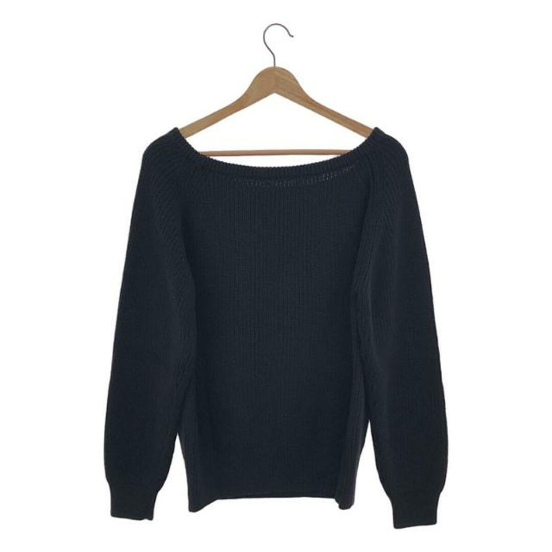 DEUXIEME CLASSE(ドゥーズィエムクラス)のDeuxieme Classe / ドゥーズィエムクラス | PAN OFFSHOULDER KNIT / クルーネック コットン ニットプルオーバー | F | ブラック | レディース レディースのトップス(ニット/セーター)の商品写真