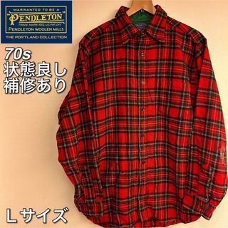 ペンドルトン(PENDLETON)の【レア美品】70sペンドルトン ネルシャツ ウールシャツ チェックシャツ L(シャツ)