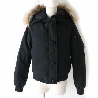 カナダグース(CANADA GOOSE)の美品☆正規品 CANADA GOOSE カナダグース 7967JL LABRADOR BOMBER ラブラドールボンバー ファー・フード付 ZIP ダウンジャケット 黒 S/P(ダウンジャケット)