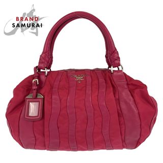 プラダ(PRADA)のPRADA プラダ クリムソン ピンク シルバー金具 ナイロン レザー ハンドバッグ トートバッグ レディース 404308 【中古】(ハンドバッグ)