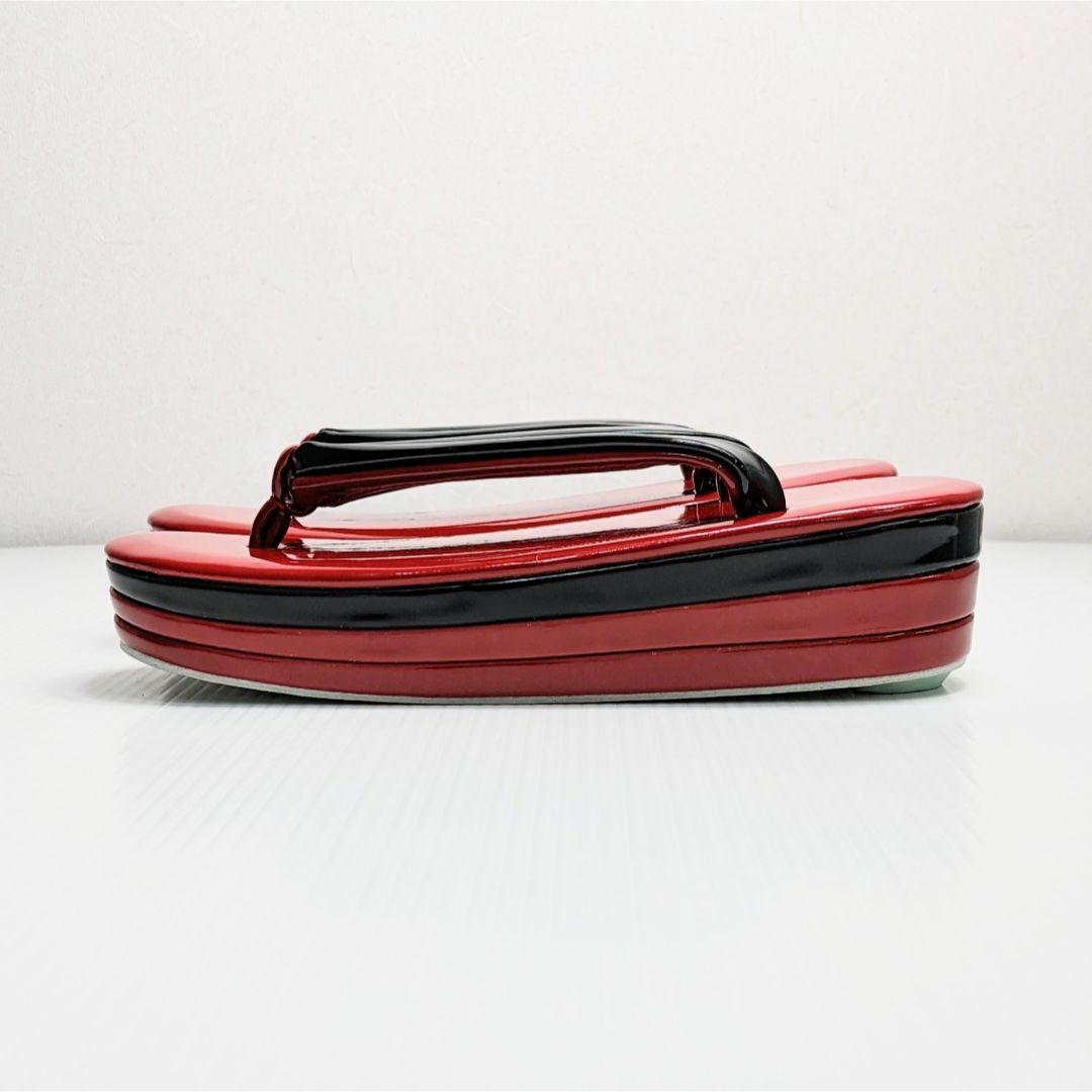 和装 草履 バッグ セット エナメル 赤 黒 レッド フリーサイズ w56-3