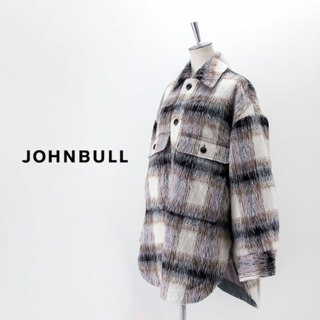 JOHNBULL(ジョンブル)のJOHNBULL シャギーチェックCPOオーバーシャツコート（ピンク） レディースのジャケット/アウター(その他)の商品写真
