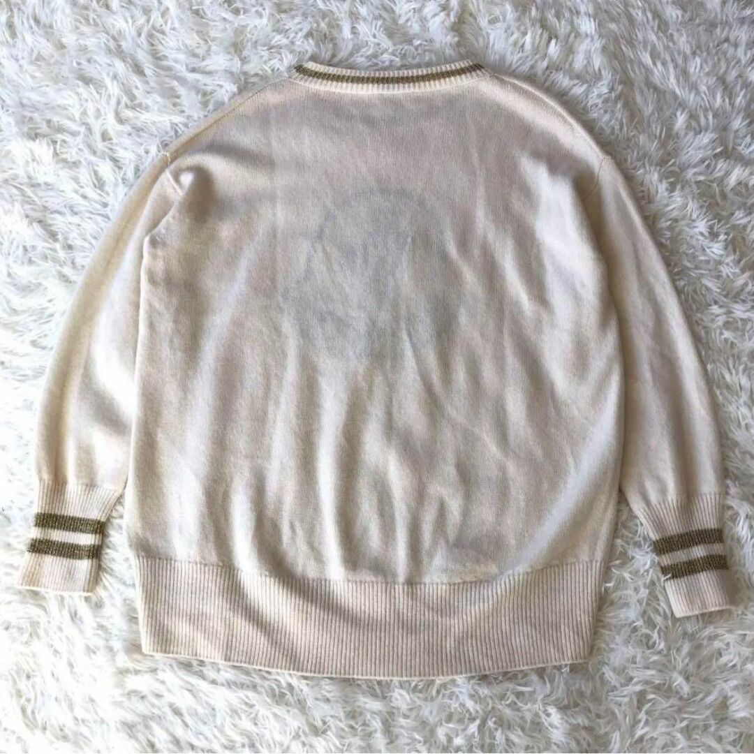 MONCLER(モンクレール)の希少　モンクレール　セーター　ビッグロゴ刺繍　クルーネック　カシミヤ　白　M レディースのトップス(ニット/セーター)の商品写真
