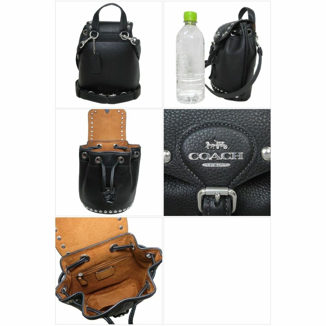 COACH(コーチ)の【新品】コーチ リュック ショルダーバッグ COACH アメリア レザー スタッズ コンバーチブル バックパック・リベット 2WAY ボディバッグ CM041 SVDTV (ブラック) アウトレット レディース amelia convertible backpack with rivets レディースのバッグ(リュック/バックパック)の商品写真