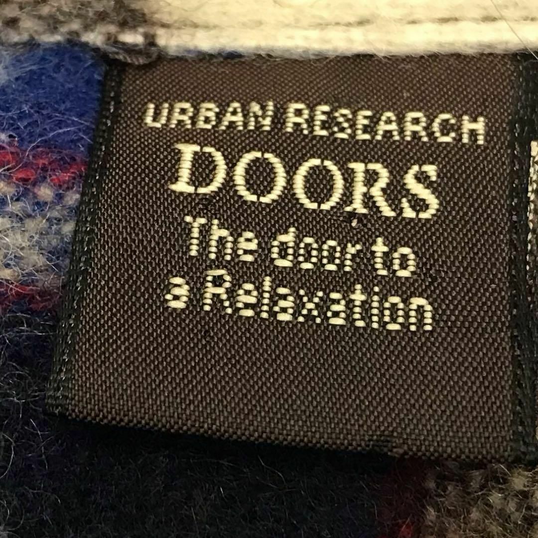 URBAN RESEARCH DOORS(アーバンリサーチドアーズ)の【ウール混♪】ドアーズ フード付き チェックシャツワンピース Sサイズ 日本製 レディースのワンピース(ロングワンピース/マキシワンピース)の商品写真