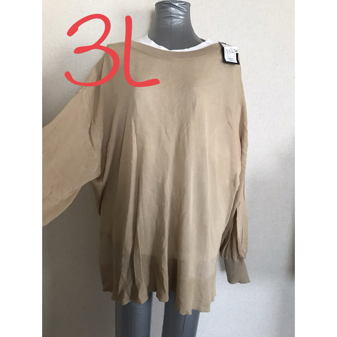 【新品・タグ付】レディース　二枚重ねTシャツ　3L レディースのトップス(ニット/セーター)の商品写真