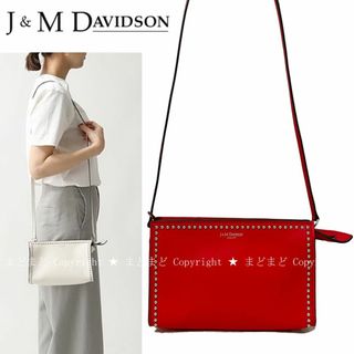 ジェイアンドエムデヴィッドソン(J&M DAVIDSON)のJ&M デヴィッドソン エリス ELLIS スタッズ ショルダー バッグ 赤(ショルダーバッグ)