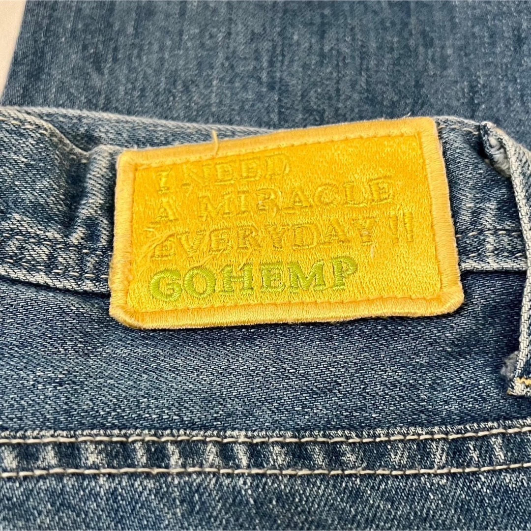 GO HEMP(ゴーヘンプ)のGO HEMP ダメージパッチワーク 異素材ミックス アメカジストリート 激レア メンズのパンツ(デニム/ジーンズ)の商品写真