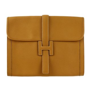 HERMES エルメス  JIGE GM ジジェGM クラッチバッグ 008975CA トゴ   ナチュラル ブラウン系   セカンドバッグ Hロゴ フラップ 【本物保証】