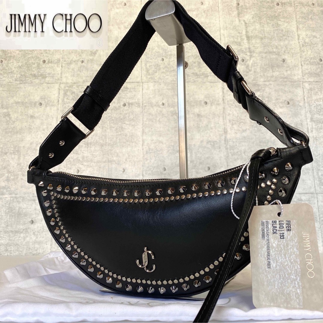 JIMMY CHOO(ジミーチュウ)の【美品タグ付き】JIMMY CHOO FIFER BLACK JC ボディバッグ メンズのバッグ(ボディーバッグ)の商品写真