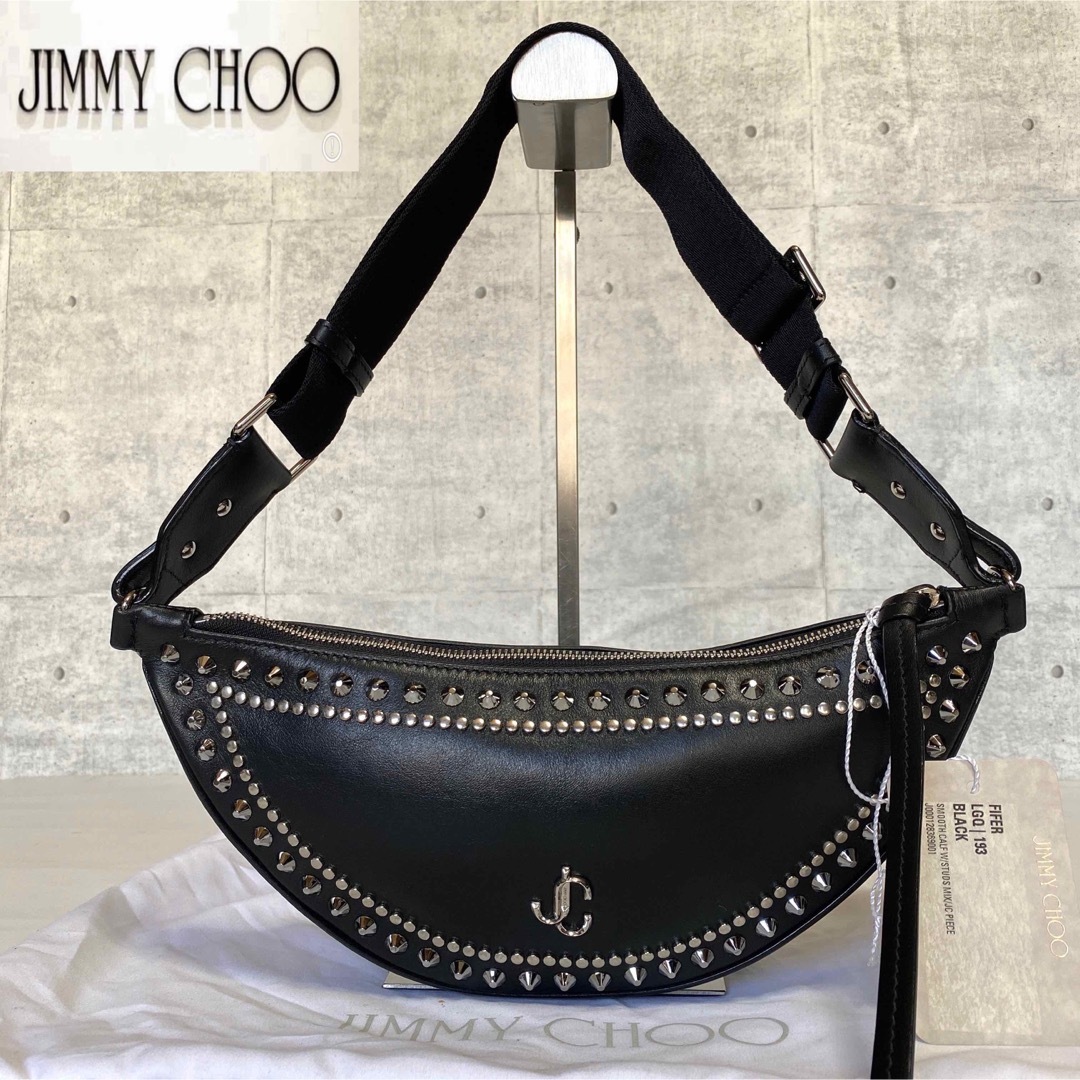 JIMMY CHOO(ジミーチュウ)の【美品タグ付き】JIMMY CHOO FIFER BLACK JC ボディバッグ メンズのバッグ(ボディーバッグ)の商品写真