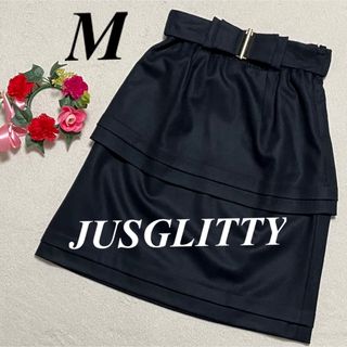 ジャスグリッティー(JUSGLITTY)のジャスグリッティー JUSGLITTY♡表地、毛100%膝丈スカート　M 即発送(ひざ丈スカート)