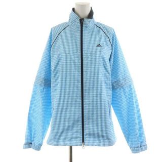 アディダス(adidas)のアディダス ジャケット ジップアップ チェック柄 OT XL 青 白(ブルゾン)