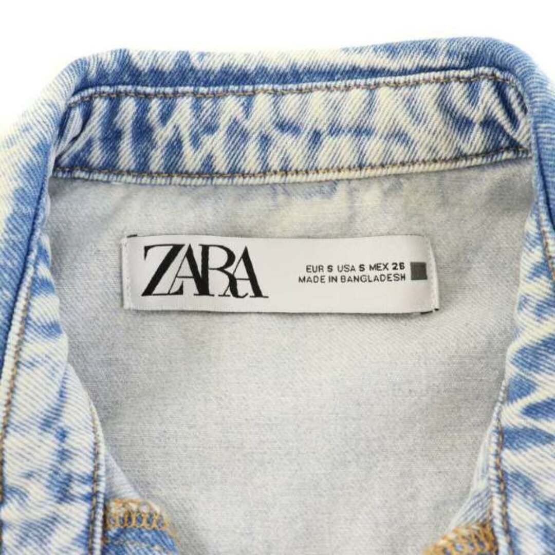 ZARA(ザラ)のザラ オールインワン デニム ロールアップ ショートパンツ ハーフパンツ 水色 レディースのパンツ(サロペット/オーバーオール)の商品写真