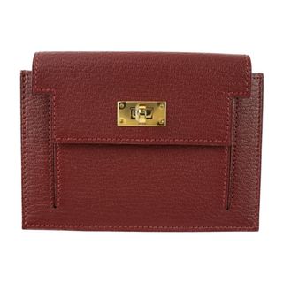 エルメス(Hermes)のHERMES エルメス  ケリーポケット コンパクト コインケース  シェーブル   ルージュアッシュ レッド系 ゴールド金具  ターンロック 小銭入れ Y刻印 【本物保証】(コインケース)