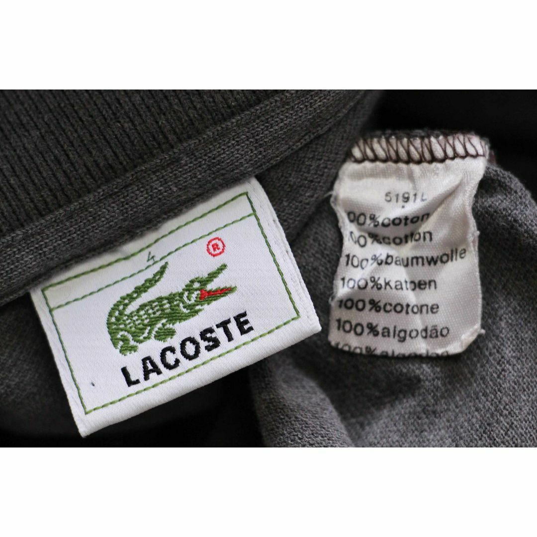 LACOSTE(ラコステ)の80s LACOSTEラコステ ワンポイント コットン 鹿の子 長袖ポロシャツ グレー 4★06 オールド ビンテージ フレンチ ユーロ ヨーロッパ メンズのトップス(ポロシャツ)の商品写真