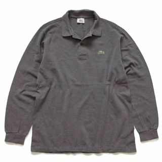 ラコステ(LACOSTE)の80s LACOSTEラコステ ワンポイント コットン 鹿の子 長袖ポロシャツ グレー 4★06 オールド ビンテージ フレンチ ユーロ ヨーロッパ(ポロシャツ)