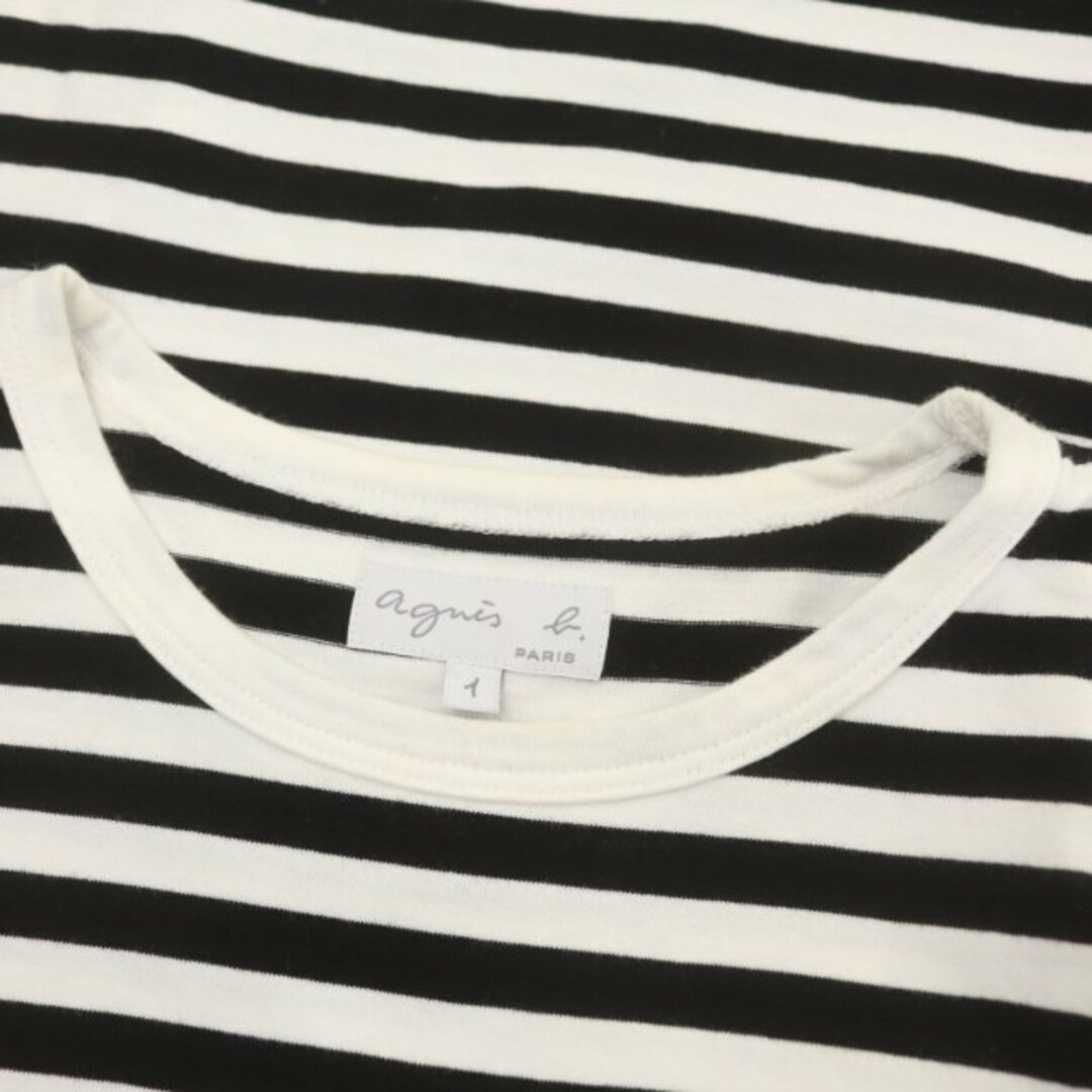 agnes b.(アニエスベー)のアニエスベー ボーダーTシャツ カットソー 長袖 1 黒 ブラック 白 ホワイト レディースのトップス(カットソー(長袖/七分))の商品写真