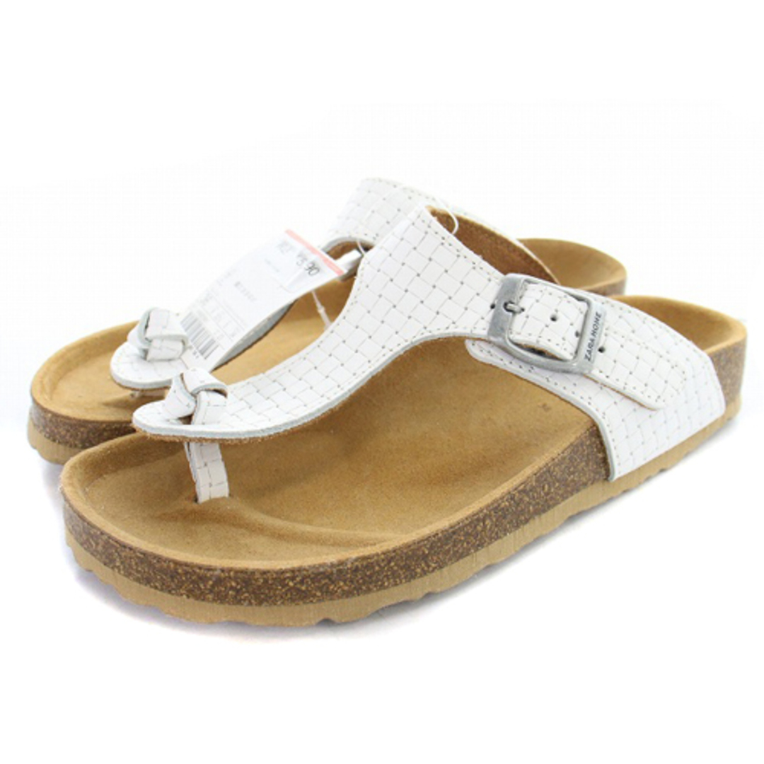 ZARA(ザラ)のザラ サンダル トング 23.5cm 白 ホワイト べージュ レディースの靴/シューズ(サンダル)の商品写真