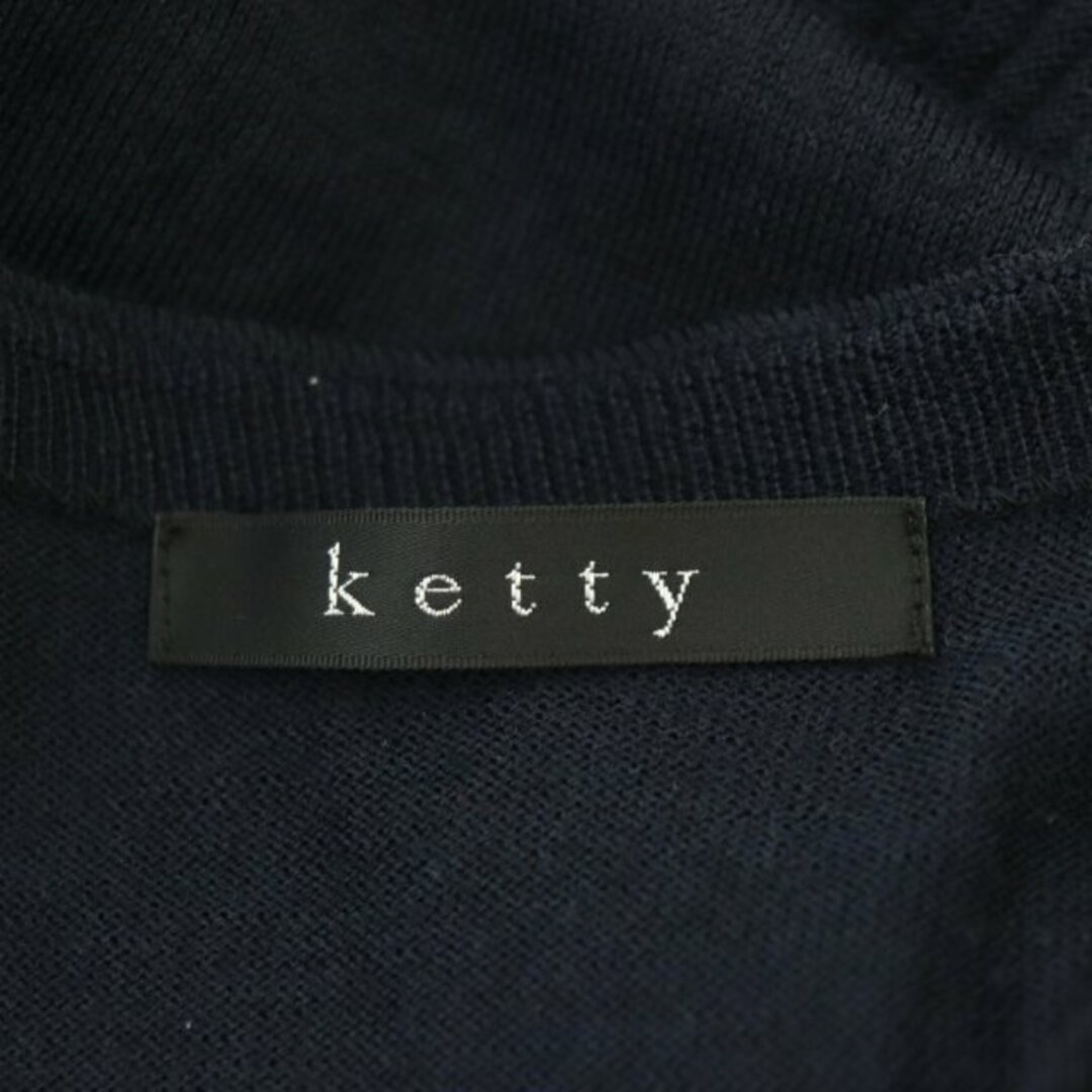 ketty(ケティ)のケティ KETTY ニット セーター ウール混 切替 リブ 薄手 長袖 M 紺 レディースのトップス(ニット/セーター)の商品写真