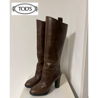 トッズ(TOD'S)の【used】TOD'S⭐️定価10万前後 レザーロングブーツ ブラウン 37.5(ブーツ)