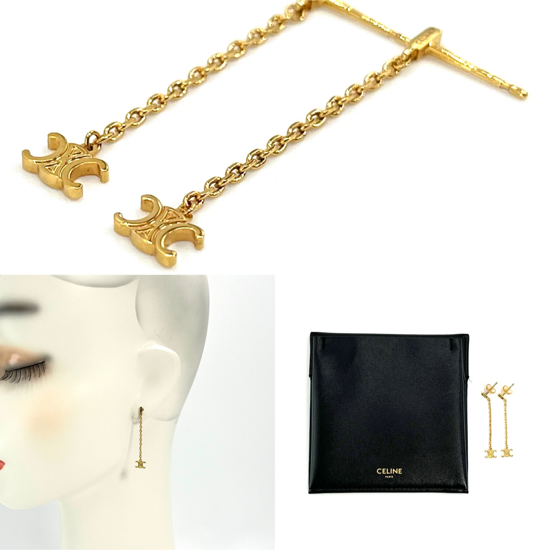 CELINE - セリーヌ ミニ トリオンフ ピアス 両耳 ゴールド CELINE - セリーヌ ミニ トリオンフ ピアス 両耳 ゴールド