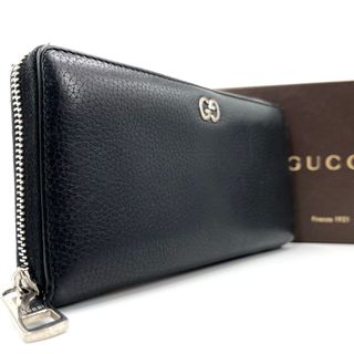 グッチ(Gucci)の【正規品】グッチ 長財布 ラウンドジップ ドリアン GG シボ革 レザー 黒 (長財布)