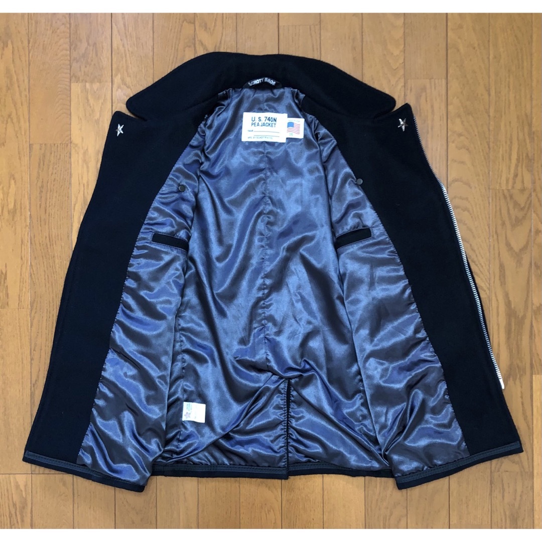 schott(ショット)の36 美品 Schott 769N ライダースPコート 黒 銀 ライダースコート メンズのジャケット/アウター(ピーコート)の商品写真