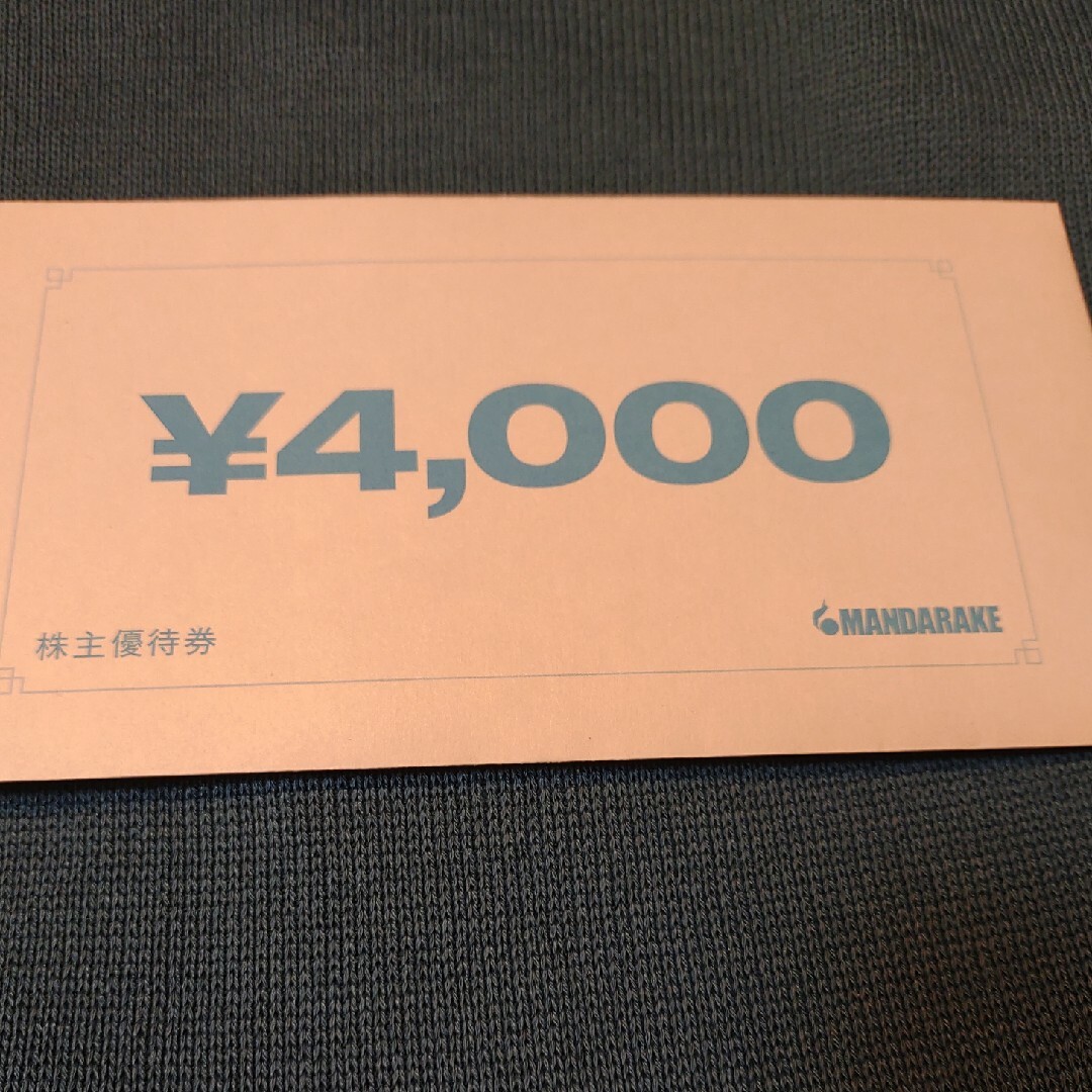 株主優待券 まんだらけ 4000円分 チケットの優待券/割引券(ショッピング)の商品写真