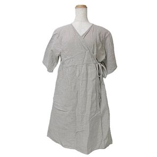 フォグリネンワーク(fog linen work)のフォグリネンワーク ラップワンピース ひざ丈 巻き リネン100% 半袖 (ひざ丈ワンピース)