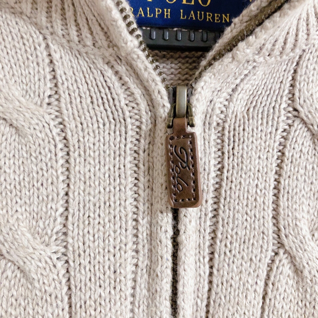 POLO RALPH LAUREN(ポロラルフローレン)のPOLO ラルフローレン ケーブル ニット コットン ハーフジップ  ブラウン メンズのトップス(ニット/セーター)の商品写真