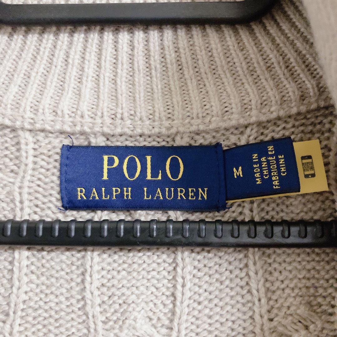 POLO RALPH LAUREN(ポロラルフローレン)のPOLO ラルフローレン ケーブル ニット コットン ハーフジップ  ブラウン メンズのトップス(ニット/セーター)の商品写真
