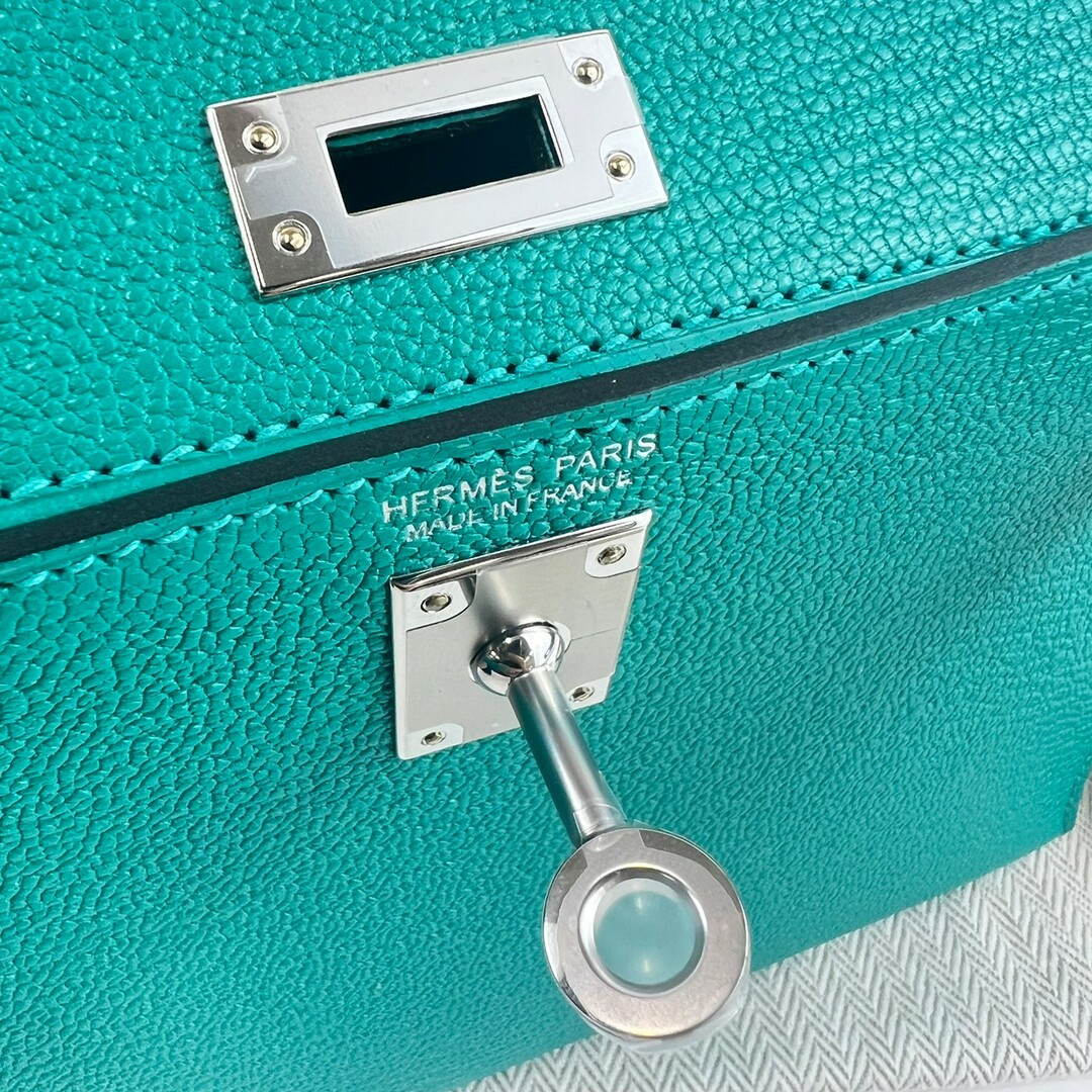 Hermes(エルメス)の新品 Z刻印 Stamp-Z HERMES エルメス Mini Kelly ミニケリー Vert verone ヴェールヴェロン Bleu zanzibar ブルーザンジバー シルバー金具 palladium Hardwear レディースバッグ　2wayバッグ 3wayバッグ レディースのバッグ(ショルダーバッグ)の商品写真