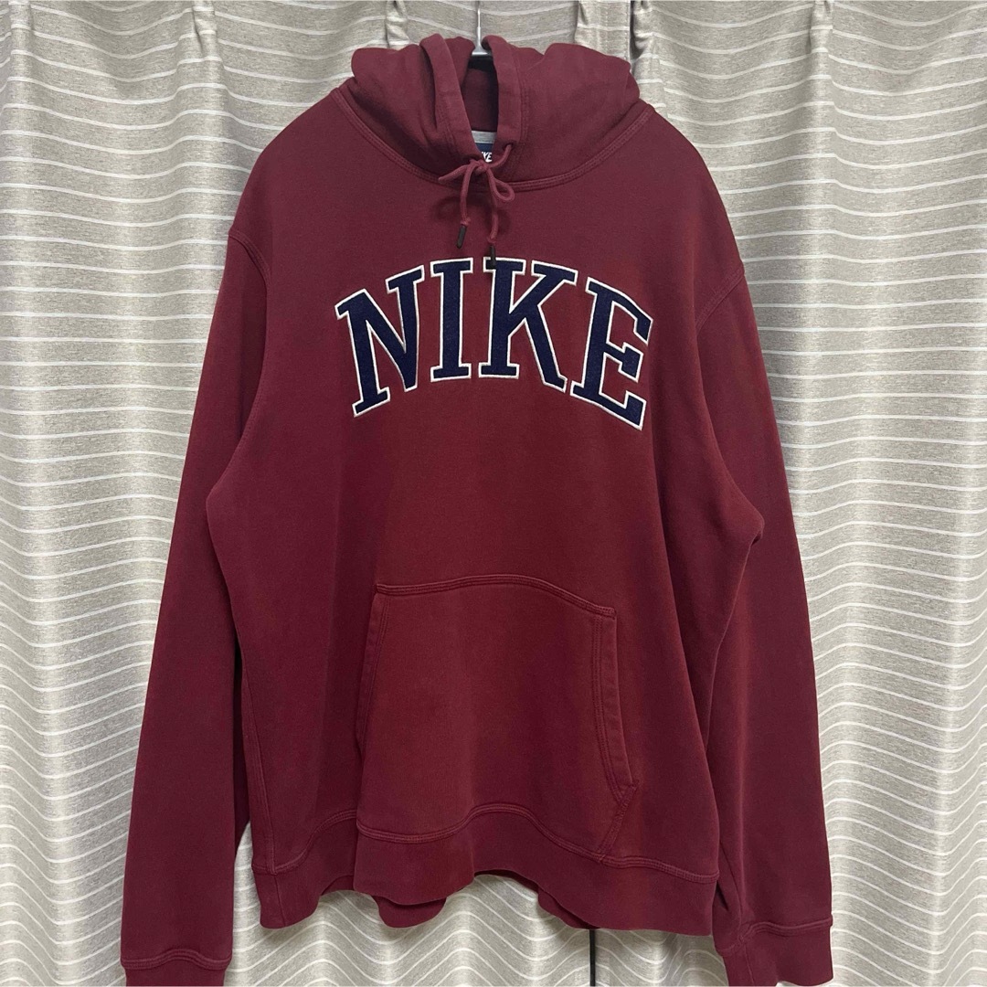 NIKE(ナイキ)の90s NIKE ナイキ パーカー XL レッド ワインレッド ボルドー 古着 メンズのトップス(パーカー)の商品写真