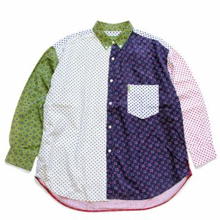 エスプリ(Esprit)の90s ESPRIT クレイジーパターン ドット×総柄 ボタンダウン コットンシャツ★オールド ユーロ フラワー 小花柄 ポルカ 水玉模様 バンダナ(シャツ)