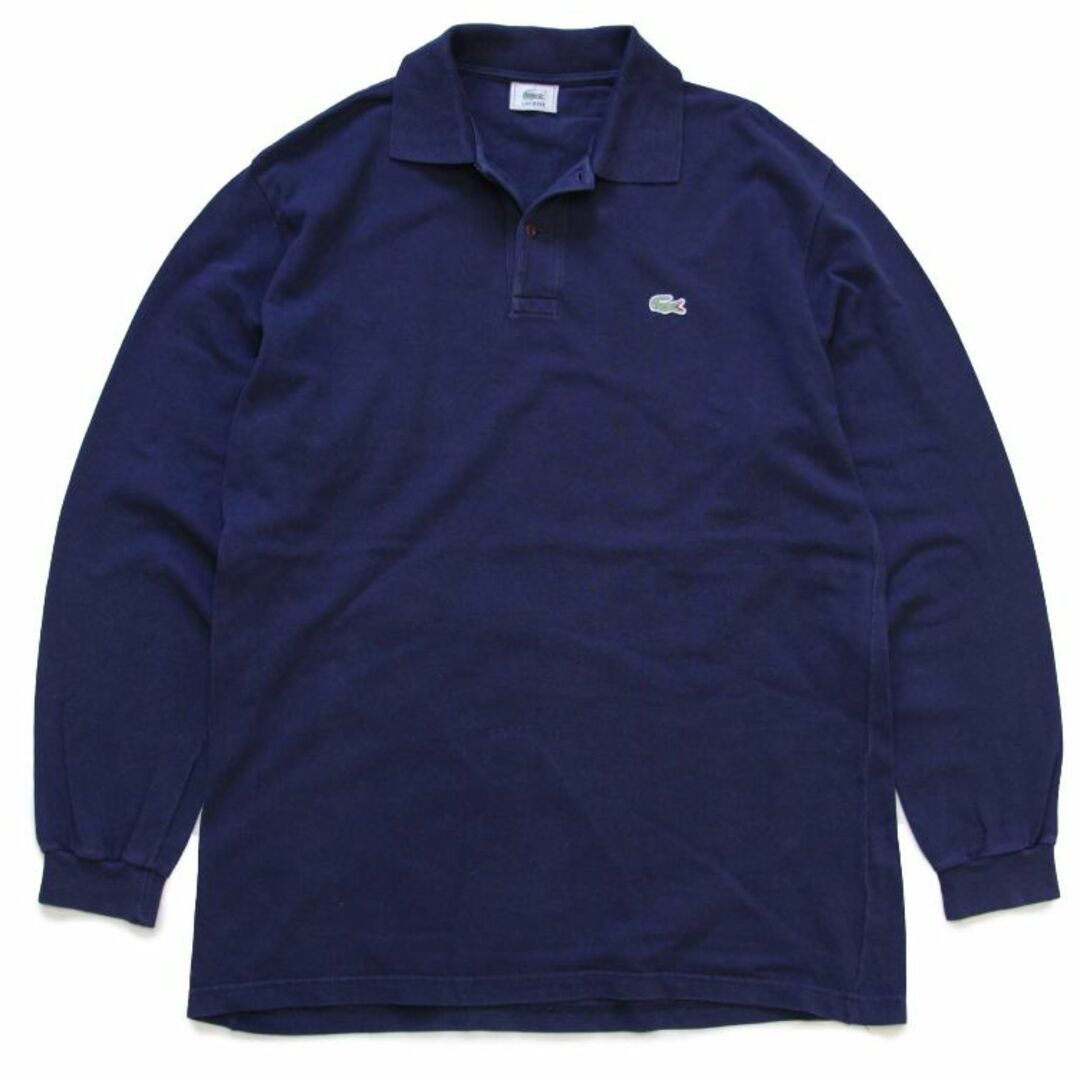 LACOSTE(ラコステ)の80s LACOSTEラコステ ワンポイント コットン 鹿の子 長袖ポロシャツ 紺 7★25 オールド フレンチ ユーロ ヨーロッパ オーバーサイズ メンズのトップス(ポロシャツ)の商品写真