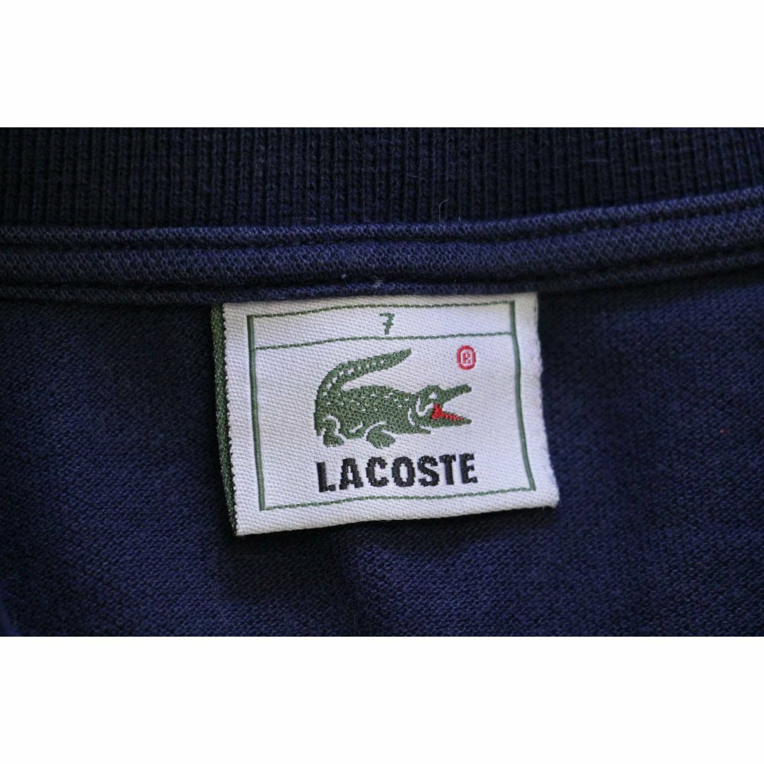 LACOSTE(ラコステ)の80s LACOSTEラコステ ワンポイント コットン 鹿の子 長袖ポロシャツ 紺 7★25 オールド フレンチ ユーロ ヨーロッパ オーバーサイズ メンズのトップス(ポロシャツ)の商品写真