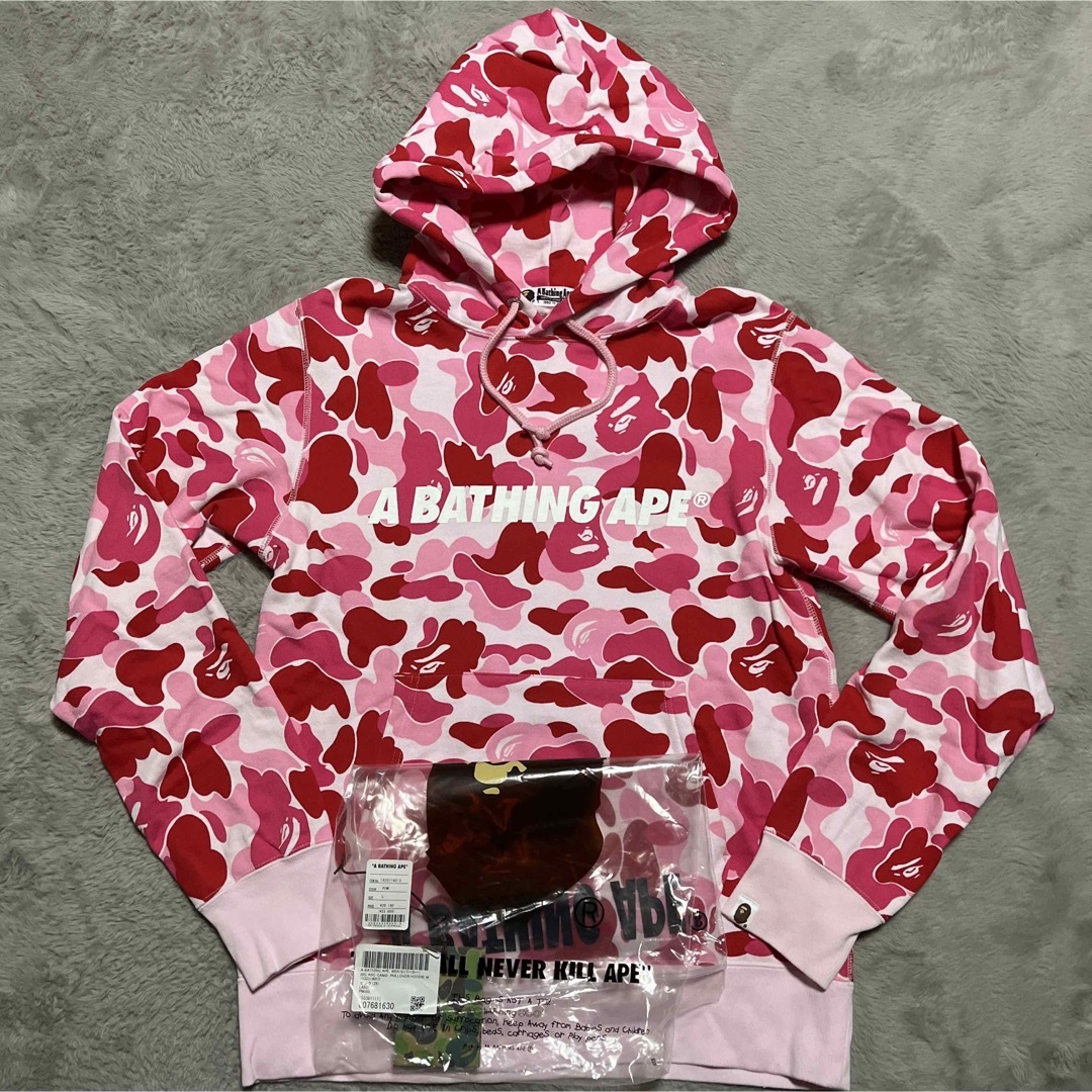 輝い APE BAPE KAWS BIG CAMO パーカー PINK スウェット L