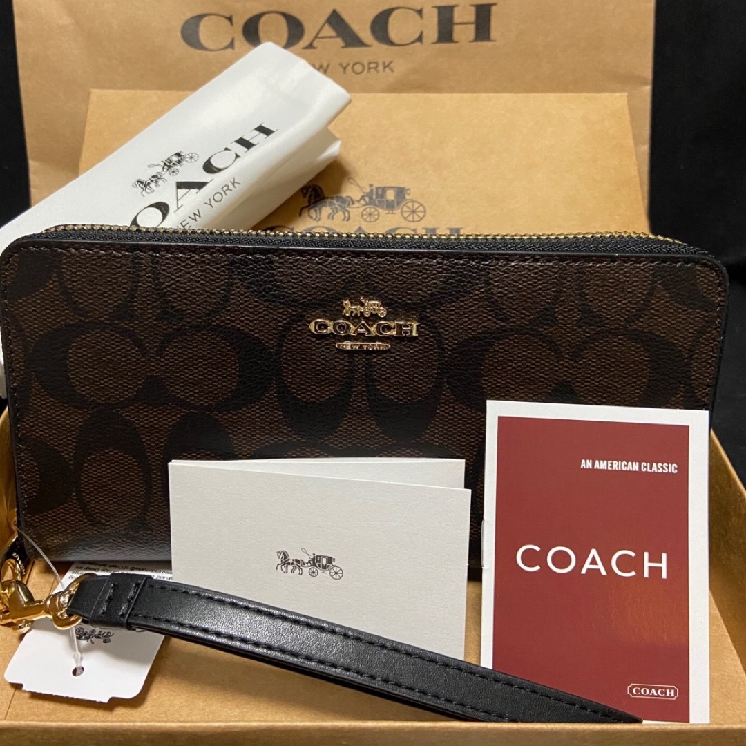 COACH(コーチ)のギフト対応　コーチ　人気のダークブラウン×ブラック　長財布　メンズレディス メンズのファッション小物(長財布)の商品写真