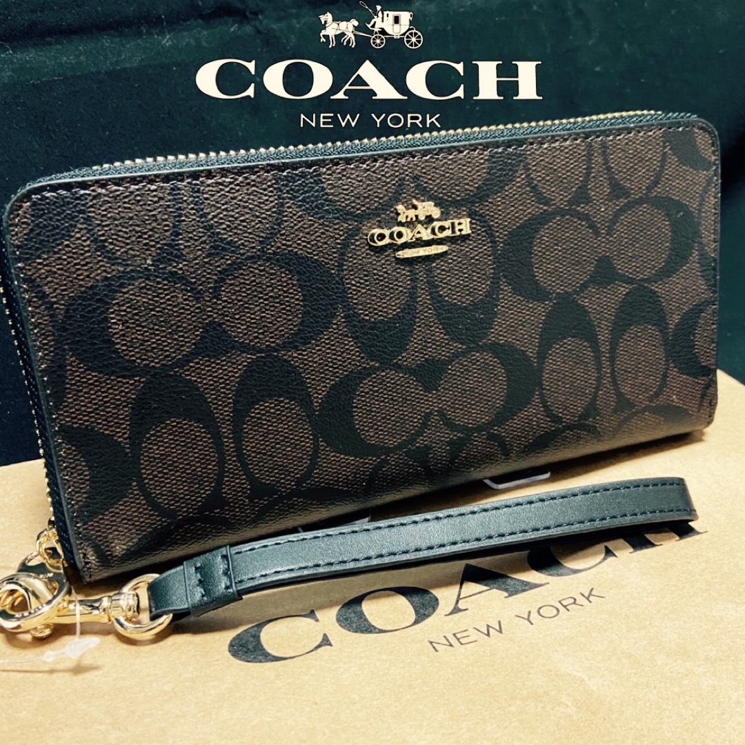 COACH(コーチ)のギフト対応　コーチ　人気のダークブラウン×ブラック　長財布　メンズレディス メンズのファッション小物(長財布)の商品写真