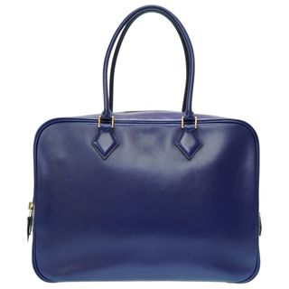 エルメス(Hermes)の美品 エルメス プリュム 32 ボックスカーフ ブルーロイ ハンドバッグ ネイビー 紺 青 □I刻印 0046【中古】HERMES(ハンドバッグ)