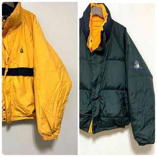 ノーティカ(NAUTICA)の90's nautica ダウンジャケット　リバーシブル　イエロー　グリーン(ダウンジャケット)