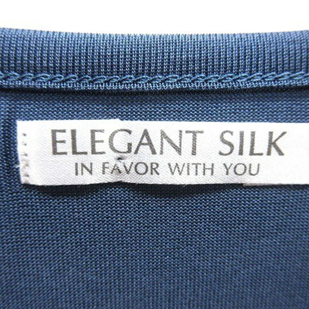 other(アザー)のELEGANT SILK カットソー Uネック 長袖 絹 シルク 紺 ネイビー レディースのトップス(カットソー(長袖/七分))の商品写真