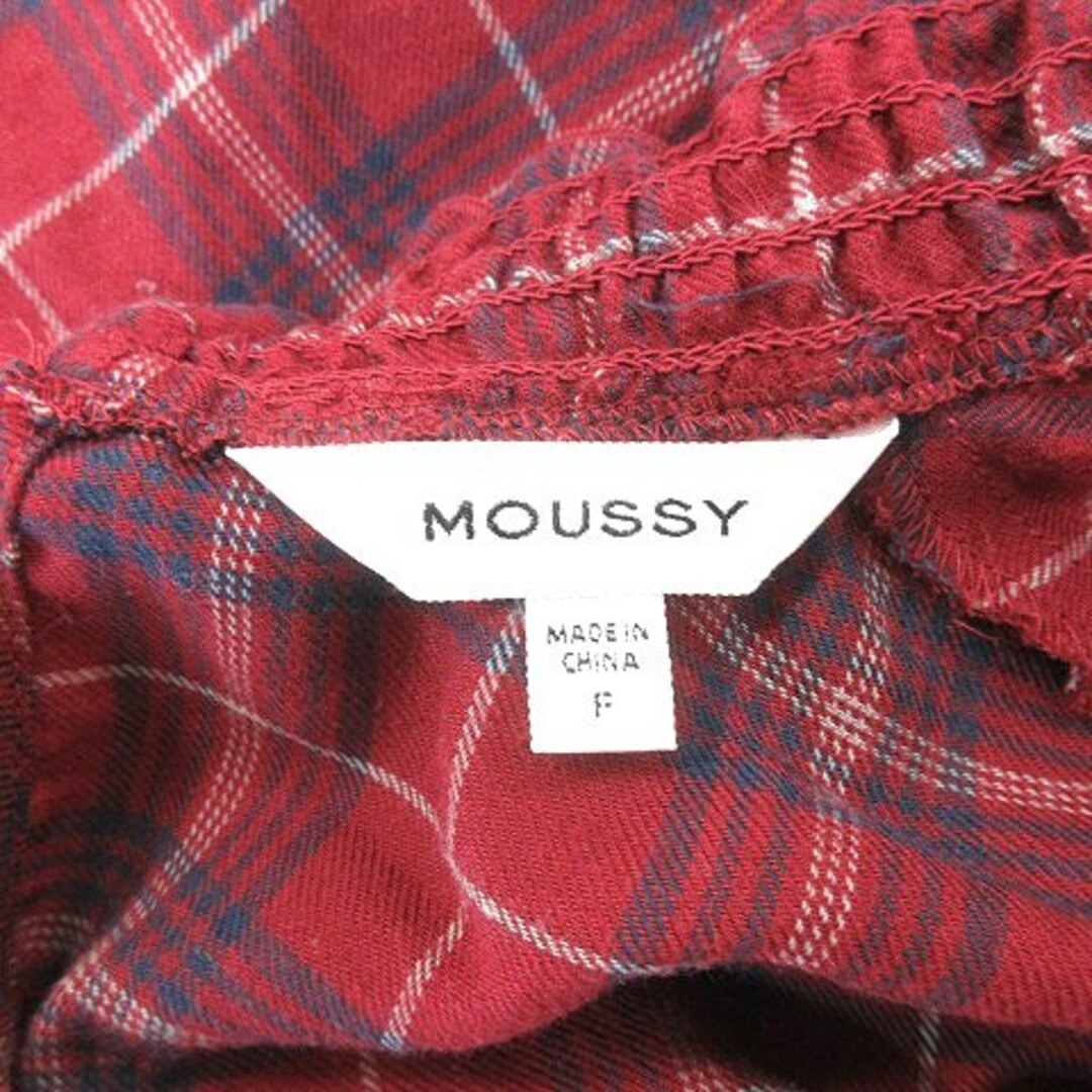 moussy(マウジー)のマウジー シャツ ブラウス ハイネック リボン チェック 長袖 F 赤 レッド レディースのトップス(シャツ/ブラウス(長袖/七分))の商品写真