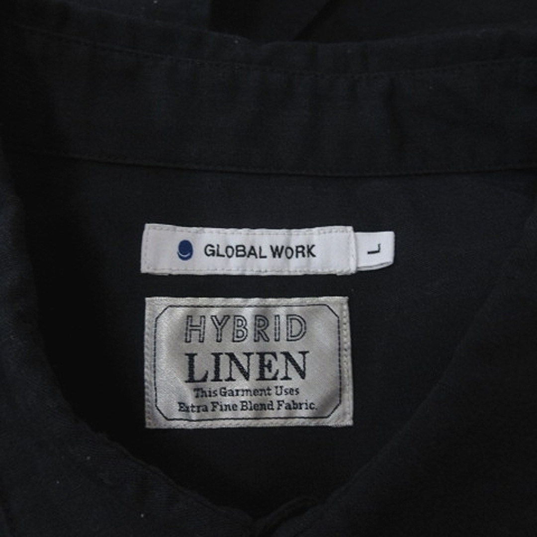 GLOBAL WORK(グローバルワーク)のグローバルワーク シャツ 七分袖 麻混 リネン混 L 紺 ネイビー /YI メンズのトップス(シャツ)の商品写真