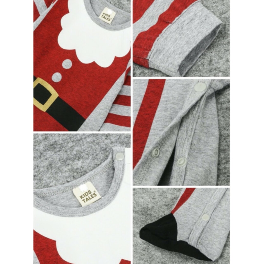 灰色 サンタ プリント ロンパース セット グレー 80 着ぐるみ 可愛い 海外 キッズ/ベビー/マタニティのベビー服(~85cm)(ロンパース)の商品写真